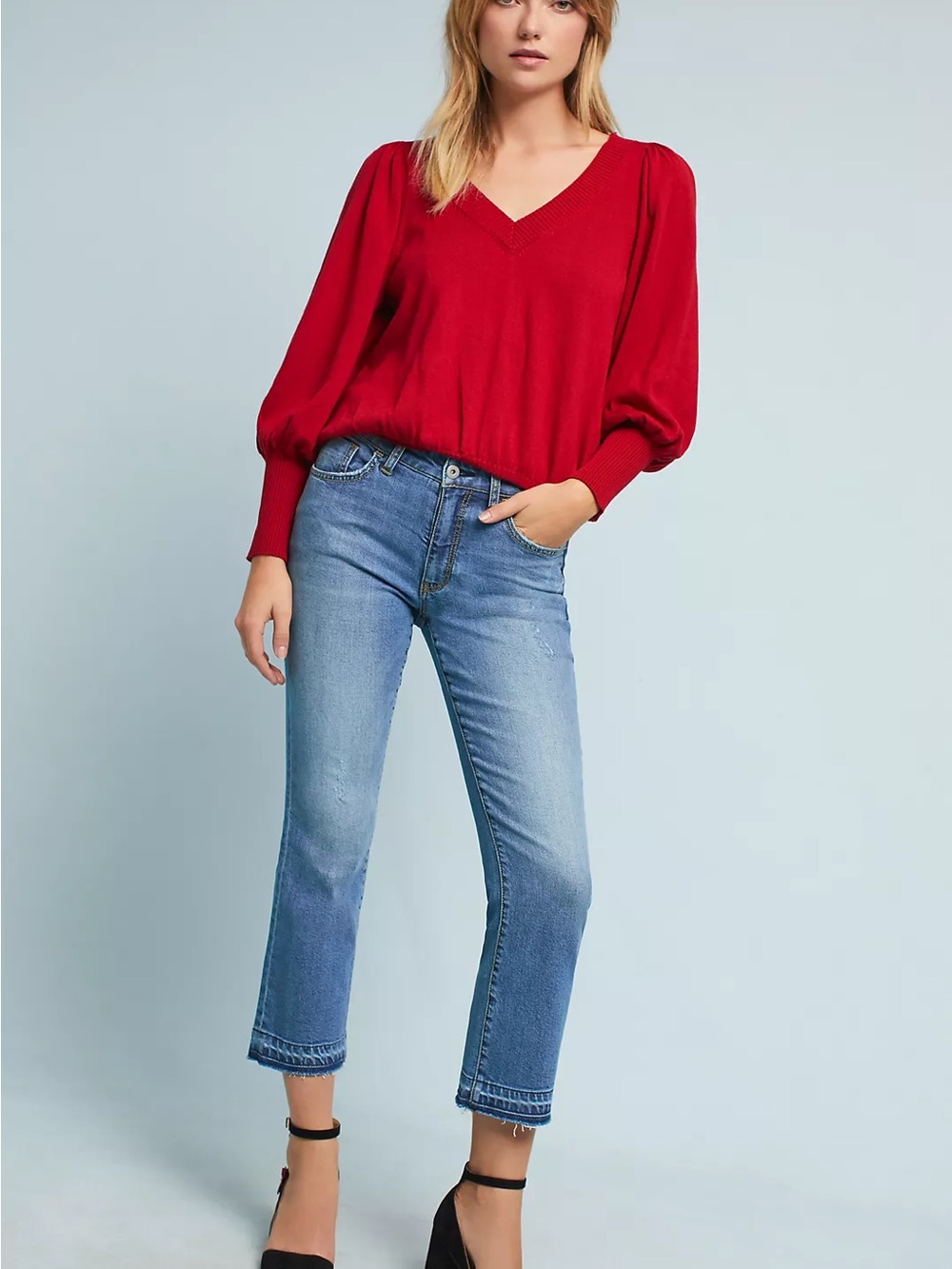 Pilcro and the Letterpress High-Rise Cropped Flare Jeans 31 boho indie